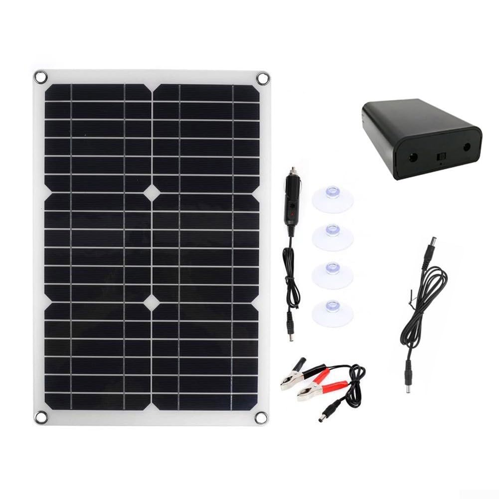 Kit pompa dell'acqua solare da 20 W con motore brushless DC 12 V e flusso 800 l/h, include pannello solare e scatola batteria per fontana da giardino, stagno, piscina, acquario (A)