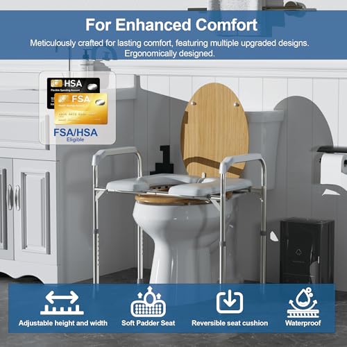 Deewow Raised Toilet Seat with Handles, Toilet Seat Riser for Seniors with Adjustable Height, up to 400lbs, Raised Toilet Seat for Elderly, Pregnant and Handicap, Fit Any Toilet, FSA/HAS Eligible by Deewow - Image 7