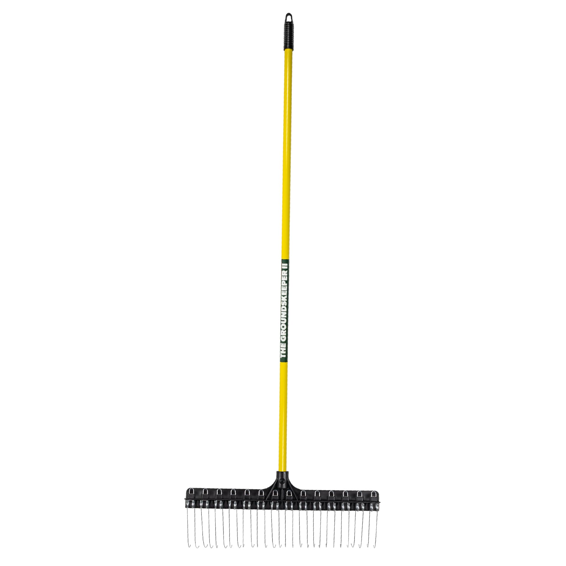 TRG Inc Groundskeeper II Garden Rake 55" Lightweight Fiberglass Handle, w/ 21" Head, Durable Steel Tines for Gardening, De-thatching or Professional Landscaping