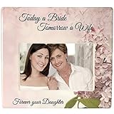 BANBERRY DESIGNS Bride Mom Dad Picture Frame - Today a Bride, Tomorrow a Wife, Forever Your Daughter Ceramic Plaque - Mother of The Bride Gift Wedding