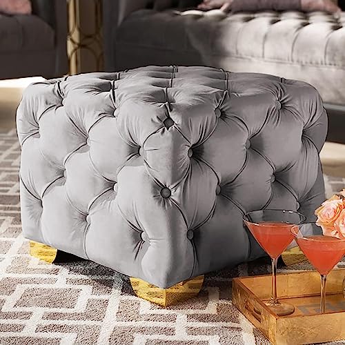 Repose-pieds table basse cube moderne et tabouret capitonné doux