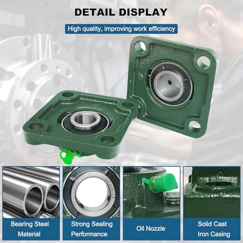 Image of 4 Pack UCF205-16 Pillow Block Bearing - Square Flange 4 Bolt Bearing - Bearing Steel with 1 inch Bore - Self Alignment (UCF205-16)