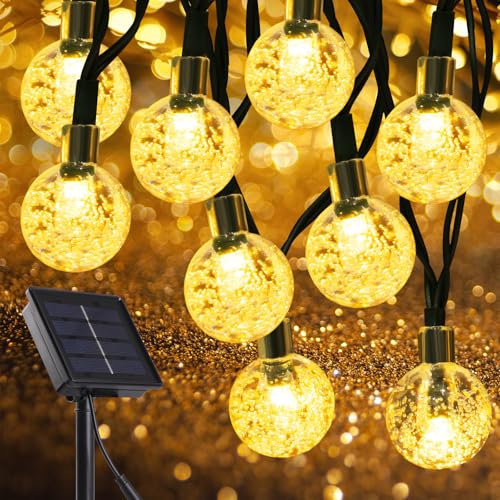 Bigqin Corrente de luz solar com 50 balões LED, 7 m, grinaldas luminosas para exteriores, 8 modos de iluminação, IP65, impermeável, resistente às intempéries, para jardim, varanda festa casamento