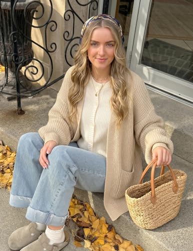 Image of MEROKEETY Long Sleeve Oversized Cardigan Sweaters for Women | Fall Winter Sweaters, Open Front, Chunky Knit, 2026 Casual Work Outerwear with Pockets