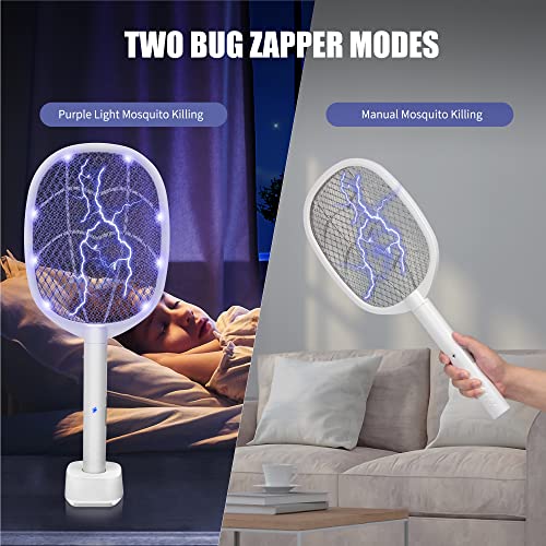 Lulu Home 2-In-1 Electric Bug Zapper Racket, 2 Pack 3000V High Voltage Led Lighted Handheld Mosquito Swatter With 3 Layer Safety Mesh, Usb Charging Portable Fly Killer Racquet #TOP2