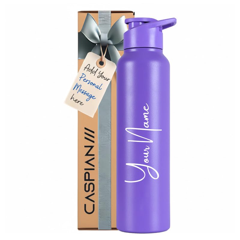Image of CASPIAN / / / Hike Stainless Steel Customize Sipper Water Bottle Leak Proof Thunder for Fridge Home Office Travel School Kids Boys Girls Adults Sports Gym Yoga (R Purple 1 Litre, Set of 1)