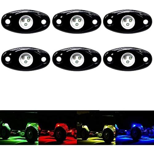 OPP ULITE RGB Rock Lights 6Pods, Multicolor Neon Accent Underglow Lighting Kit, APP Control Music Mode for Jeep Offroad Pickup Trucks UTV SUV Motorcycle, Waterproof Led Exterior Light