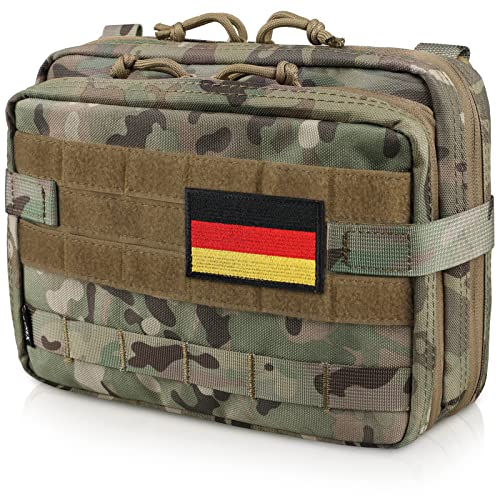 WYNEX Bolsa Táctica de Doble Capa, Bolsa Molle EDC EMT Utilitaria con Funda para Mapa Bolsa Modular para Herramientas Gran Capacidad Parche de Bandera Incluido