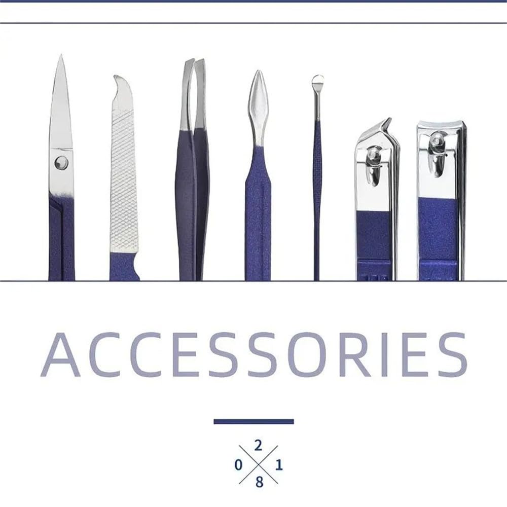 Ensemble de Coupe-Ongles en Acier Inoxydable et Carbone, Bleu, 18 pièces (Bleu)