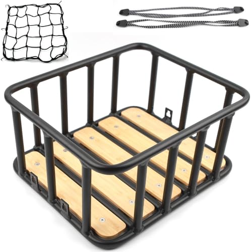 Flow Racks Rear Bike Basket - Bicycle Rack Basket for All Cargo Needs. Sleek Beach Cruiser/ Mountain/ Electric Bike Basket For Rear Bike Rack. Inc 2 x Elastic Bungee Straps & Cargo Net.