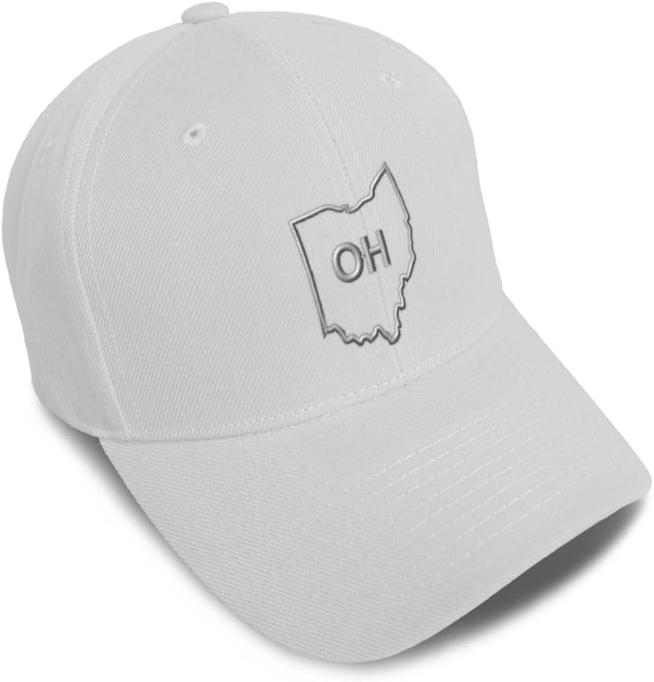 Baseball Caps for Men & Women Embroidered Ohio Map Oh Ohi. Ohioan The Buckeye Acrylic