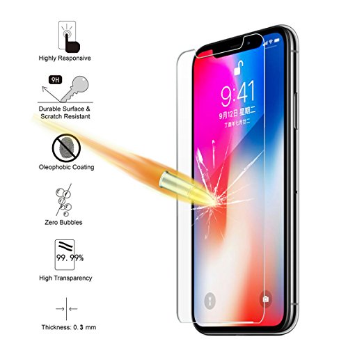 AKWOX (4-Pack) Compatible with iPhone Xs Front and Back Screen Protector, [9H 3D Touch] Tempered Glass Front Screen Protector and Back Screen Protector for iPhone XS/X - Thumbnail 2