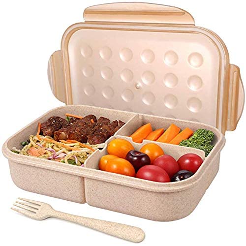 Lunch Box 3 Compartment Insulated Lunch Box Reusable Microwave/Freezer/Dishwasher Safe Leak Proof Tiffin Box for Boys, Girls, School & Office Men – 1150ML. (Multicolor)