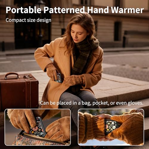Lerat Hand Warmers Rechargeable, Fast Heating Hand Warmer with 3 Heat Settings, Portable Hand Warmer Reusable Gifts for Women Black Tenacious Glow - image 4