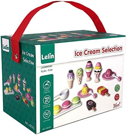 Lelin Toys L40105 25 Pieces Ice Cream Selection Pretend Play Set, Multicoloured, 18.5 x 12 x 14 Centimeters