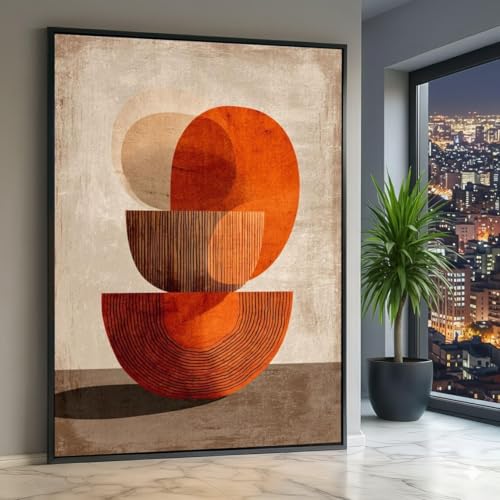 Tableau sur toile moderne abstrait décoration géométrique salon 60 x 80 cm