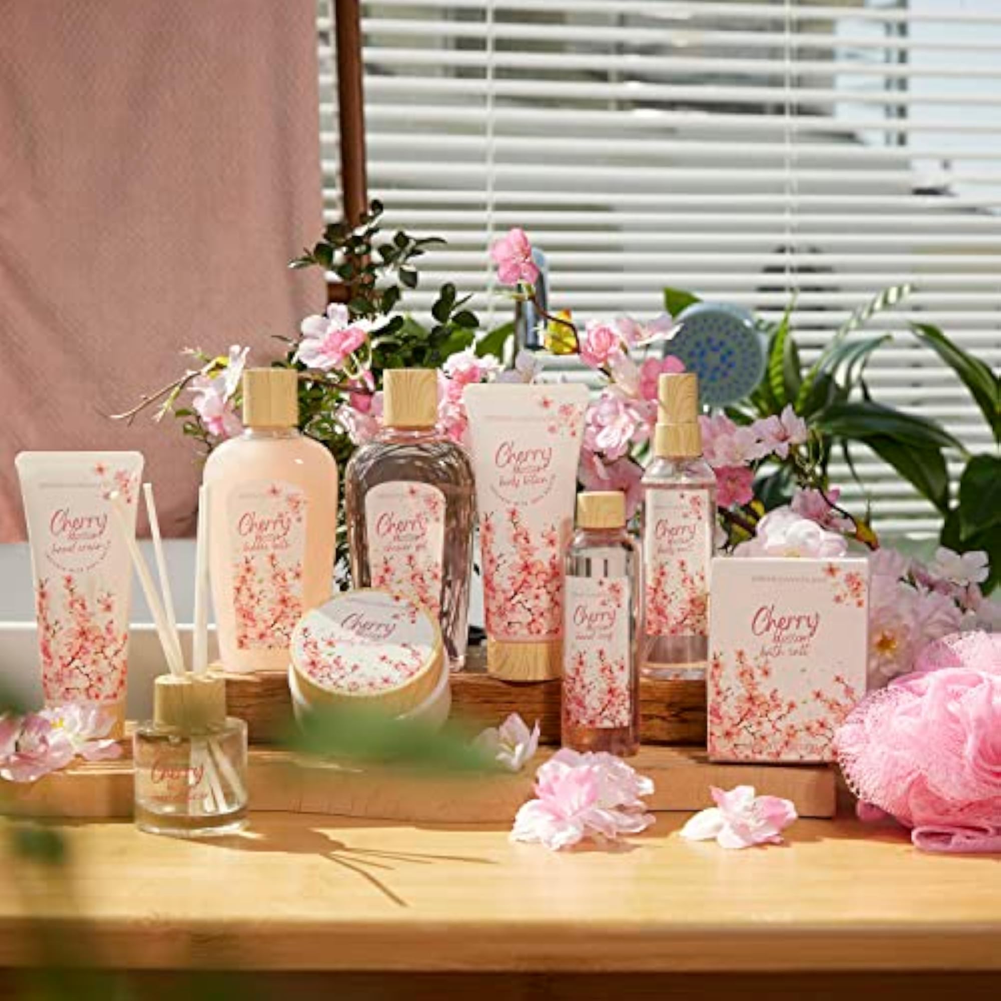 Luxury 11pc Bath Gift Set with Cherry Blossom Scent