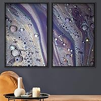 2 Piece Framed Canvas Wall Art Organic Fluids Canvas Prints Home Artwork Decoration for Living Room,Bedroom - 16
