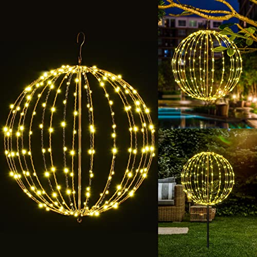 Christmas Tree Ball Light, 20IN Foldable Metal Frame LED Sphere