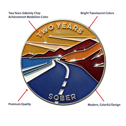 the achieve mint 2 years sober token  two year sobriety chip  non-aa non-religious medal for women and men celebrating sobriety