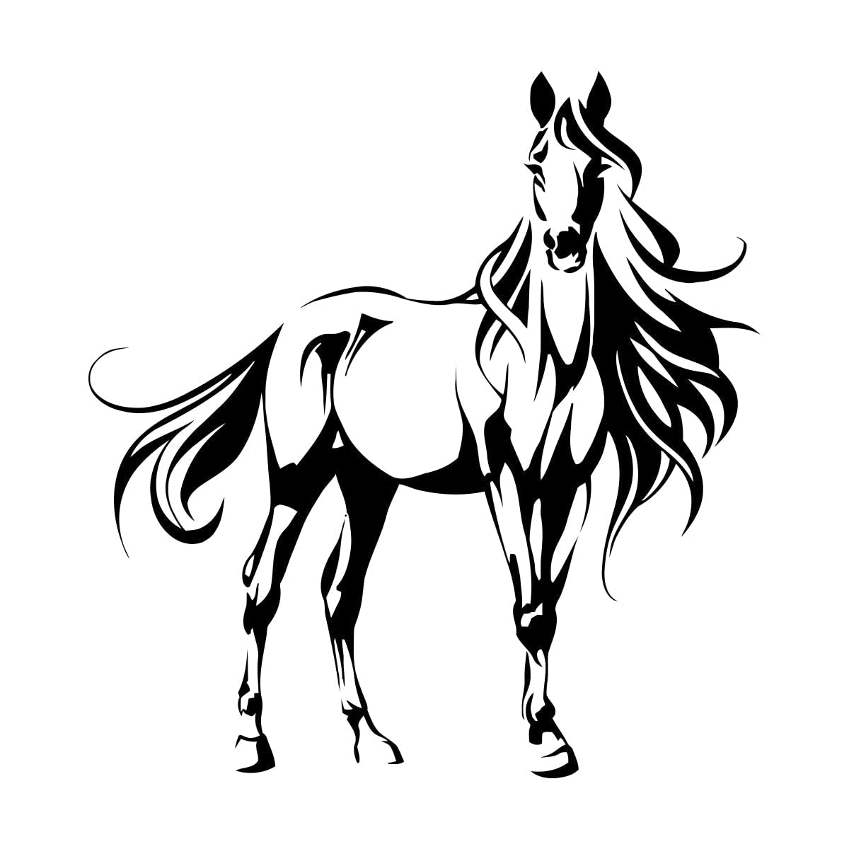 Lzhouting Wall Stickers 0268 Vinyl Wall Decal Abstract Galloping Horse House Pet Animal Wall Decor Beautiful Abstract Horse Stickers Home Bedroom Wall Large - 57X59cm