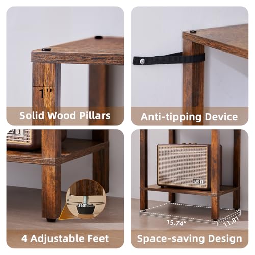 YUFAM 54in Tall Bookshelf 5-Tier Small Narrow Bookcase, Skinny Book Shelf for Small Space, Farmhouse Slim Shelf with Storage, Wood Freestanding Display Thin Bookshelves for Living Room, Office, Brown
