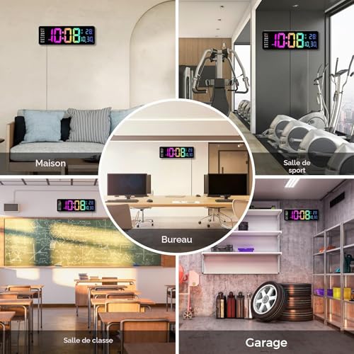 Horloge digitale pour la maison connectée, grand écran LED de salon - 8