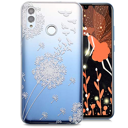 ZCXG Compatible with Huawei P Smart 2019 Honor 10 Lite TPU Silicone Case Soft Flexible Rubber Phone Protective Back Cover Transparent Clear View Ultra Pattern Girls Women White Dandelion Cover