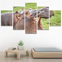 SIGNWIN 5 Panel Canvas Wall Art Animals Black and White Dramatic Duotone Modern Artwork for Home Decorations Ready to Hang - 60