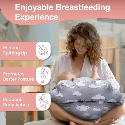 nursing pillow  breastfeeding pillows with security fence for enhanced support amp comfort  removable cotton cover adjustable waist strap newborn essentials must haves baby registry search
