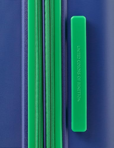 Image of United Colors of Benetton Polyester Hard Shell 8 Spinner Wheels Luggage Trolley, Cargo, Emerald Plus, Navy, Large, 76 cm