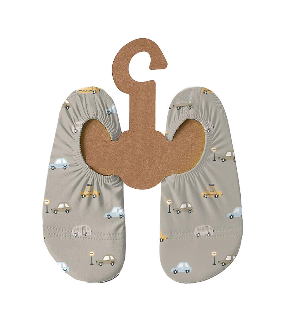Slipstop Kinder Strandschuhe Anti Rutsch Ballett Schuhe Schwimmschuhe Urlaub Badeschuhe Pool Unisex Cars Naturel, Größe 18-20