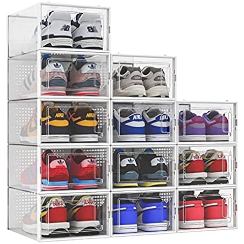 Abes Clear Stackable Shoe Storage Boxes Cover