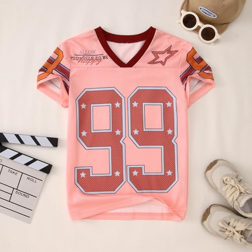 Boys Girls Jersey Shirts Y2k Number 99 Graphic Tee Short Sleeve V Neck T-Shirt Kids Football Jersey Summer Tops4