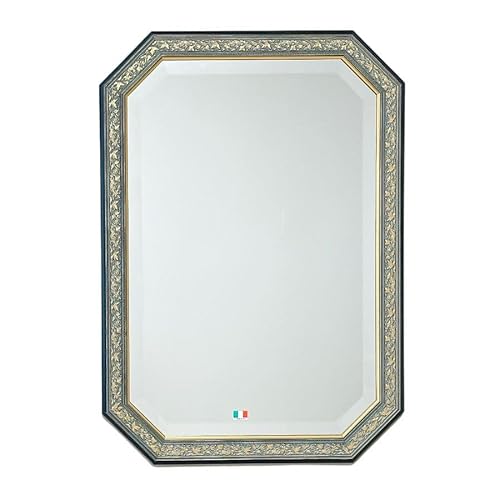 NIKOKIRA ニコキラ 鏡 壁掛け 壁掛けミラー ウォールミラー イタリア製 八角ミラー 八角鏡 玄関 八角 アンティーク おしゃれ 48cm 68cm 木 木製 フレーム 八角形 鏡 八角鏡 ミラー 北欧風 洗面 トイレ 金 青 ゴールド ベルトーチ