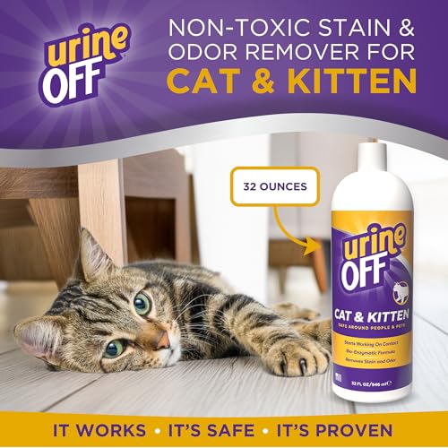 Image of Urine Off Kitten & Cat Pet Stain Remover | Freshly Scented Carpet Cleaner | Bio Enzymatic Stain & Urine Odor Eliminator | Pet Safe Cleaner | 32 oz.