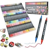 72 Colores Plumone Acrílicos Doble Punta, POVOLE Marcadores Arte Punta Fino & Punto, Resistente al Agua, No Se Desvanece,...