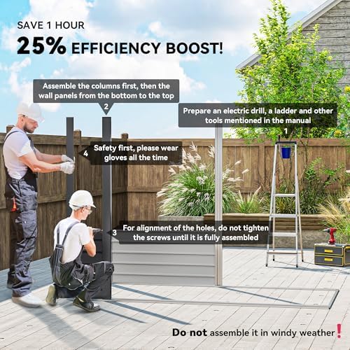 Outsunny 8' x 4' Outdoor Storage Shed Easy to Assemble Grey - 2