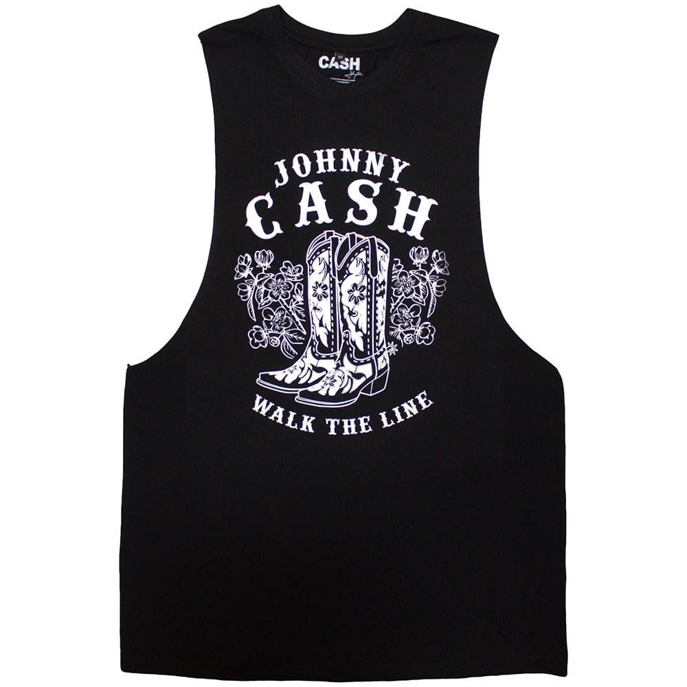 Rock Off officially licensed products Johnny Cash Walk The Line Boots Vest Top M Black