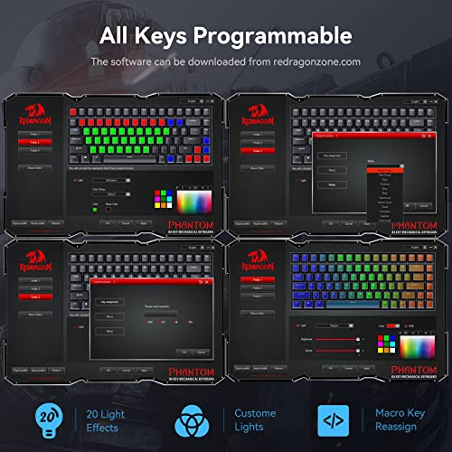 Image of Redragon Gaming Keyboard, Hotswap Mechanical Gaming Keyboard with Red Switches,Fully Programmable Wired Keyboard with Anti-Ghosting 84 Keys for Windows PC Laptop Mac,K629 RGB, Black