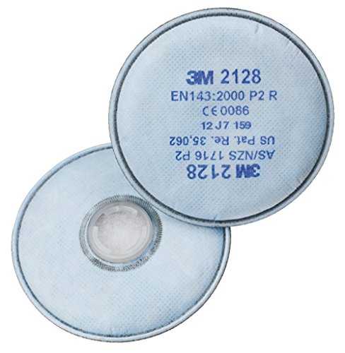 Image of 3M 2128 Particulate Filter for Solid, Liquid, Ozone, Organic Vapours and Acid Gas Particles, Type P2R (Pack of 10)