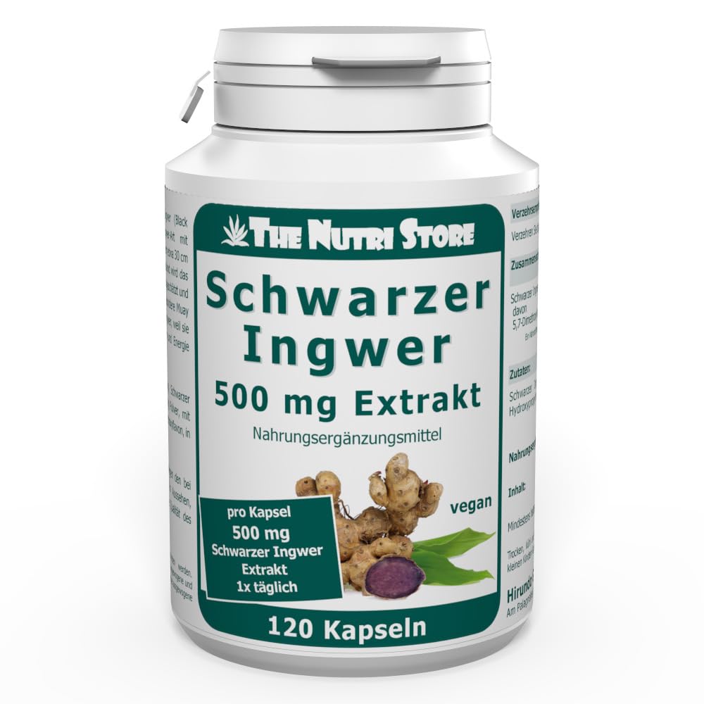 The Nutri Store - Schwarzer Ingwer Extrakt 500 mg - 120 Kapseln - Kaempferia parviflora 5:1 Konzentrat - 4 Monatsvorrat - Made in Germany