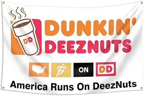 Dunkin Donuts - Bandera divertida para dormitorio universitario, póster para dormitorio, sala de estar, decoración de pared, decoración de jardín,