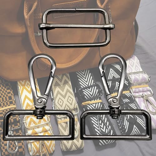 Ganchos giratórios de metal de 3,8 cm de largura com fivelas deslizantes ajustáveis, amplamente utilizados para alças de mochila, correias de bagagem, confecção de bolsas (preto)