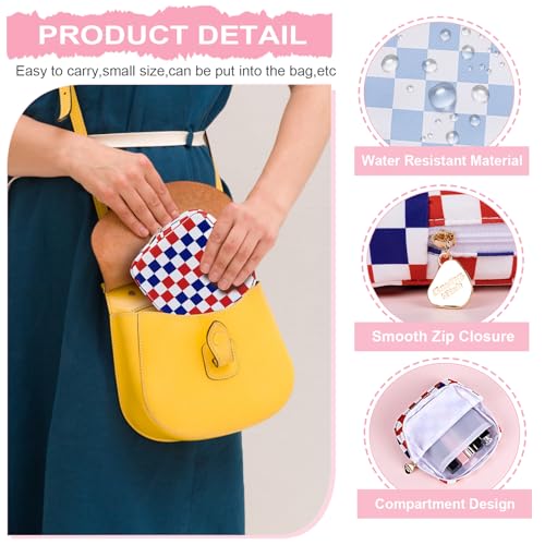 Image of Period Bag Pouch Soft Cloth Sanitary Napkin Storage Bag Portable Menstrual Pad Pouches Tampon Holder for Purse First Period Kit for Girls 9-12 (Rose-Pink Check)