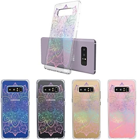 MOSNOVO Galaxy Note 8 Case/Galaxy Note 8 Clear Case, Gradient Rainbow Henna Mandala Printed Clear Design Transparent Plastic Case with TPU Bumper Protective Cover for Samsung Galaxy Note 8 (2017)