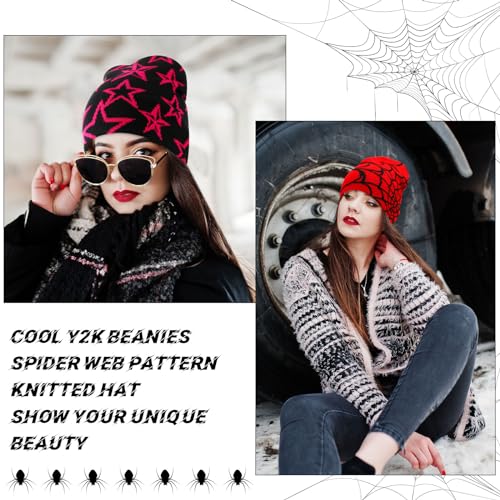 Image of Ramede 4 Pcs Y2k Beanie - Double Sided Graphic Beanies for Men and Women, Acrylic Knitted Y2k Hats Accessories