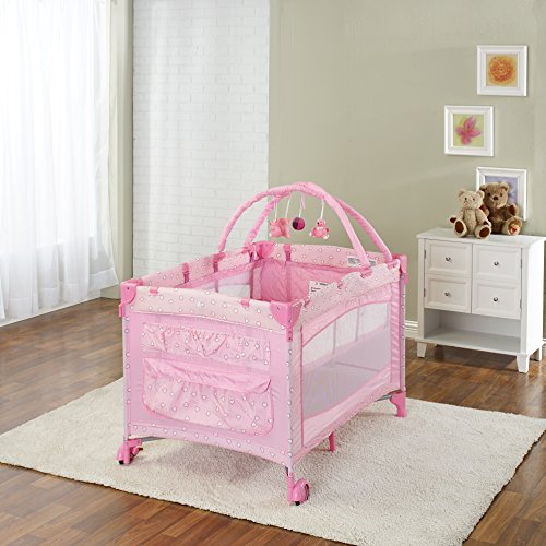 Big Oshi Portable Playard Deluxe Bundle Nursery Center With Canopy