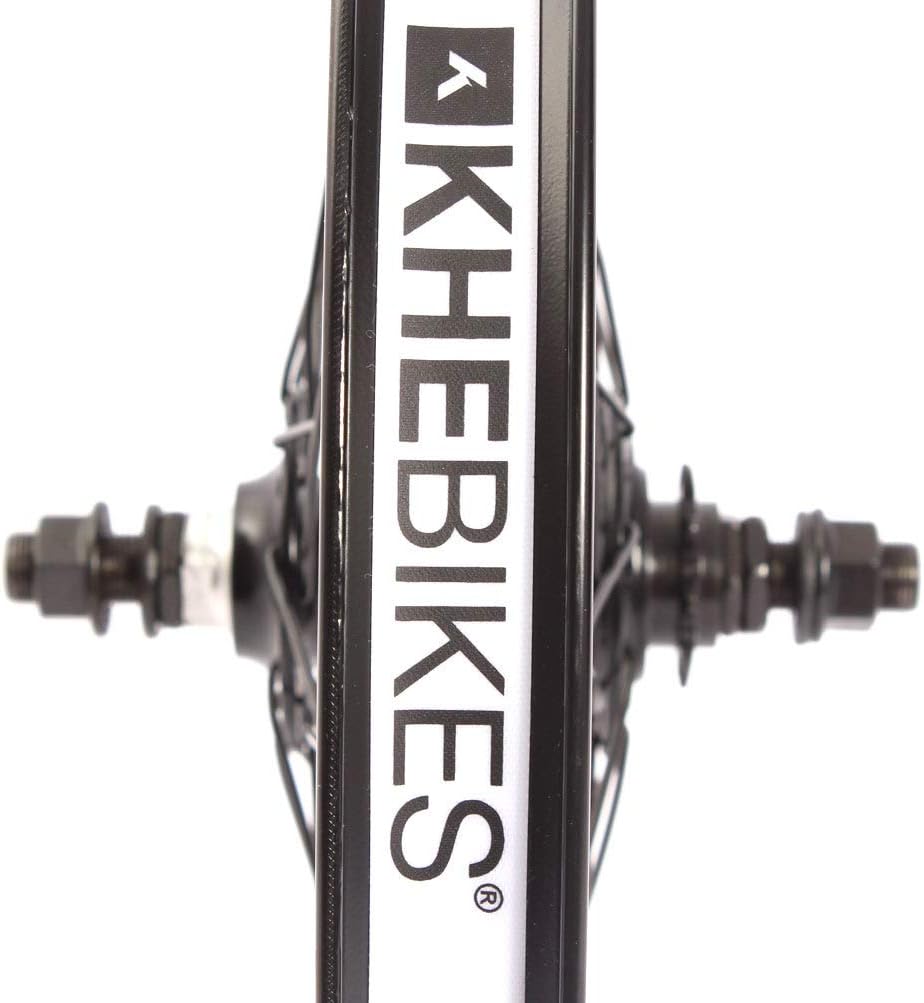 KHE BMX Rear Wheel Aluminium Rim KHE BIG400 36 Hole 14 mm Black 9 Teeth Sprocket and Rim Tape Made in Germany