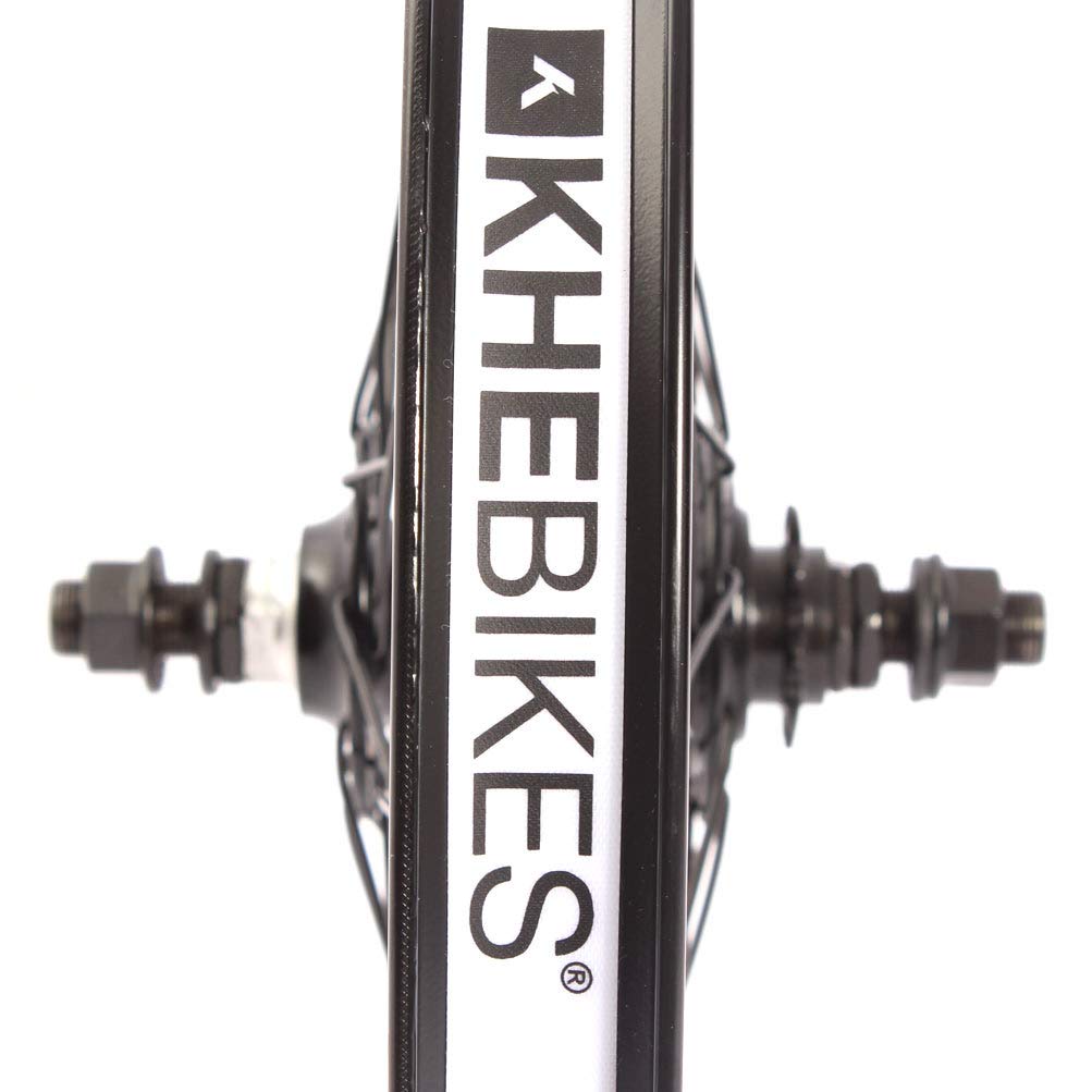 KHE BMX tylne koło aluminiowa obręcz KHE BIG400, 36 otworów, 14 mm, czarna, 9 zębów, zębatka i taśma do obręczy